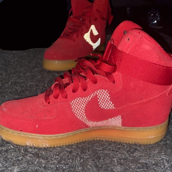 Red high top Nike Air-Force Ones - Picture 3 of 3